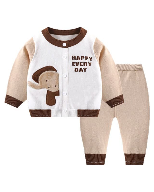 baby autumn and winter sweater set knitted cardigan two piece set