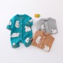 Autumn and winter baby double-layer jacquard jumpsuit for boys and girls