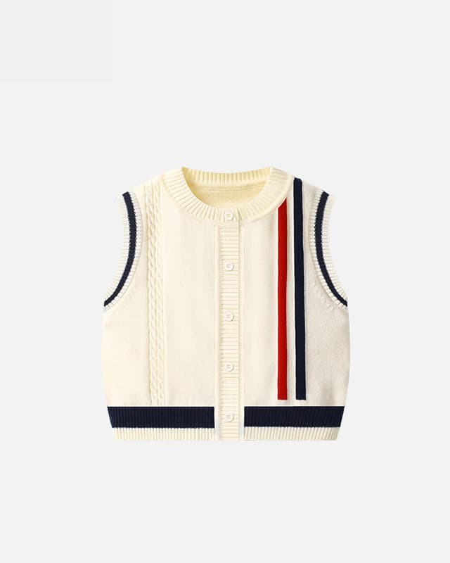 Spring and autumn British style baby knitted cardigan vest vest for outer wear