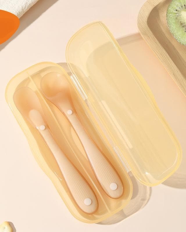 Silicone spoon for newborn baby baby food spoon for feeding water silicone soft spoon two-piece set