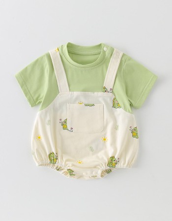 Two-piece faux overalls