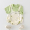 Two-piece faux overalls
