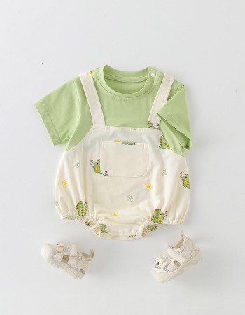 Two-piece faux overalls