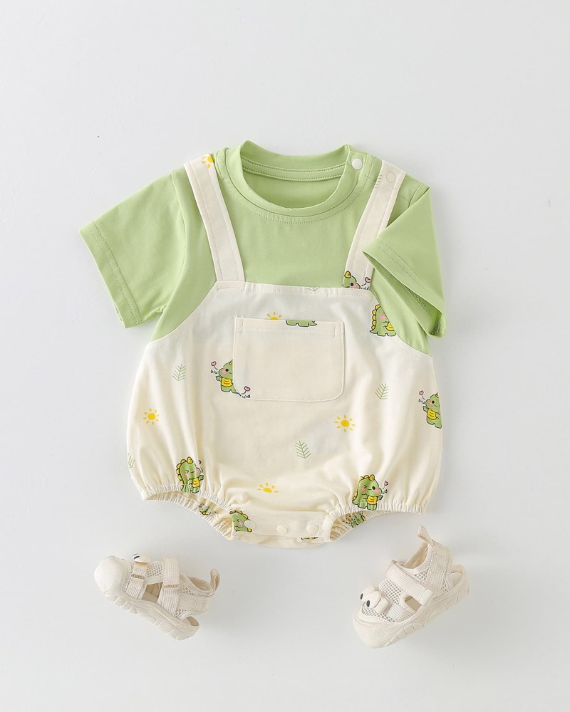 Two-piece faux overalls