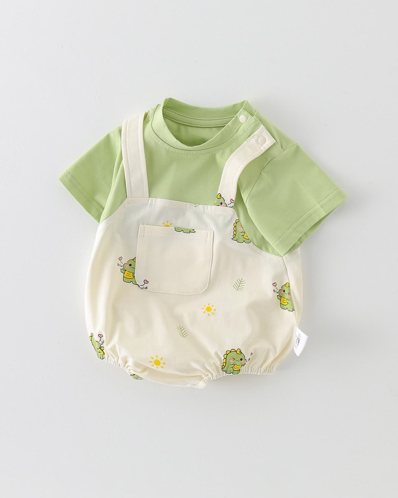 Two-piece faux overalls