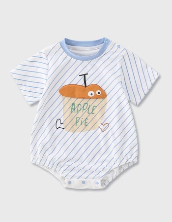 Striped short-sleeve cute onesie