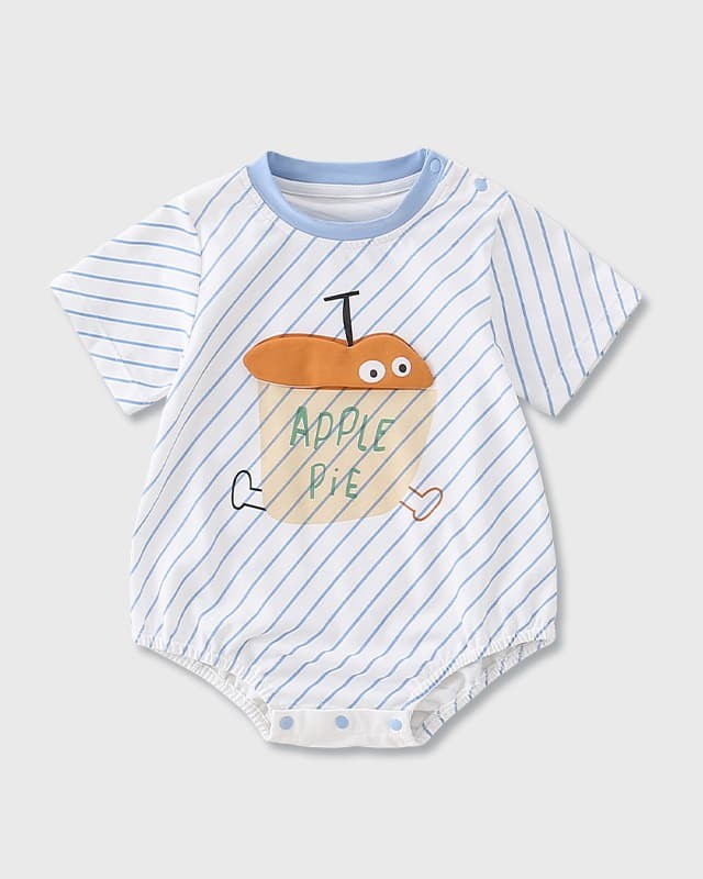 Striped short-sleeve cute onesie