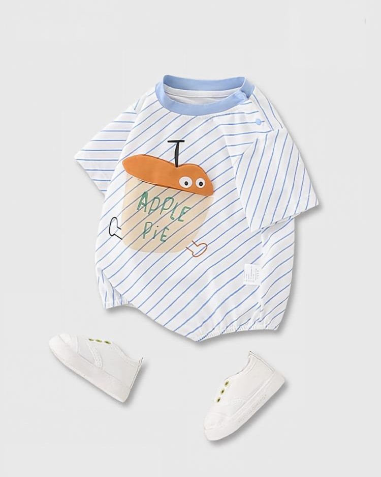 Striped short-sleeve cute onesie