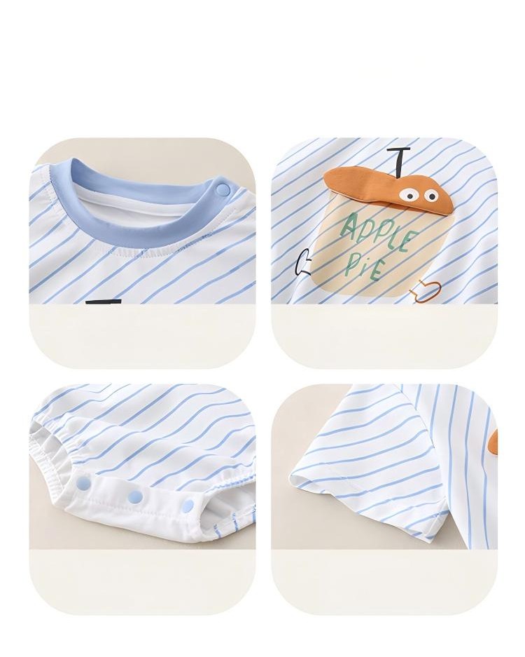 Striped short-sleeve cute onesie