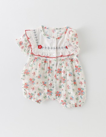 Baby romper with floral pattern