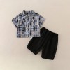 Checkered short-sleeve shirt two-piece set