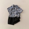 Checkered short-sleeve shirt two-piece set