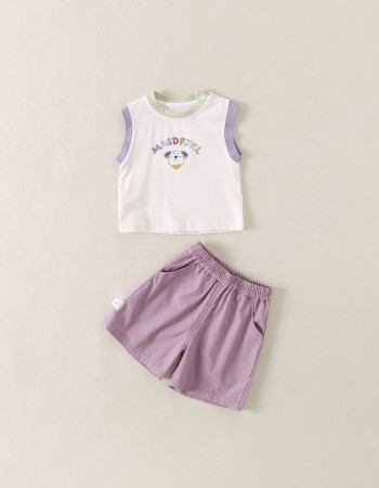 Baby Cartoon Sleeveless Vest Set