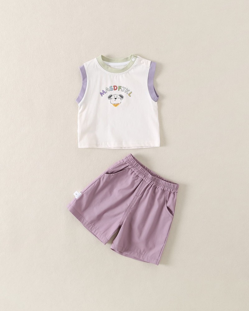 Baby Cartoon Sleeveless Vest Set