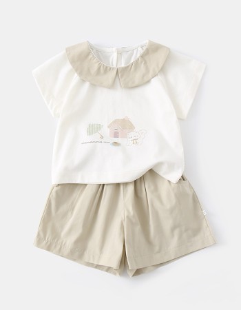 Baby Two-Piece Set with Short Sleeve Top and Shorts