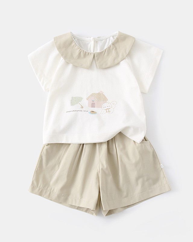 Baby Two-Piece Set with Short Sleeve Top and Shorts