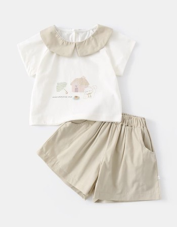 Baby Two-Piece Set with Short Sleeve Top and Shorts