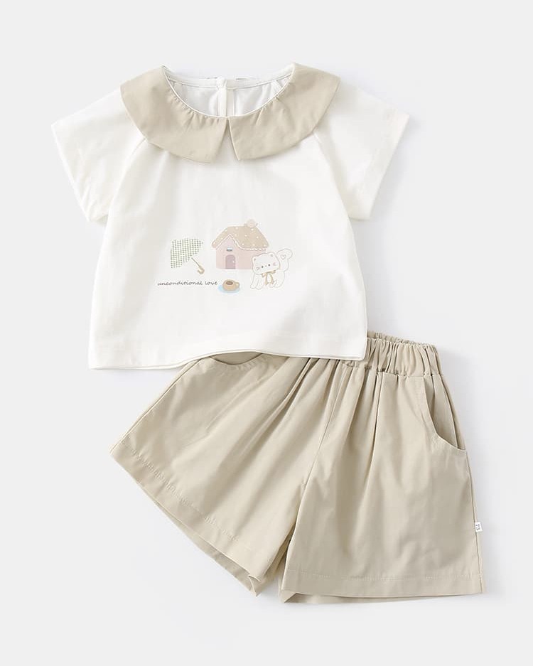Baby Two-Piece Set with Short Sleeve Top and Shorts