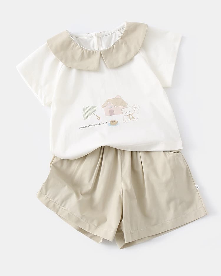 Baby Two-Piece Set with Short Sleeve Top and Shorts