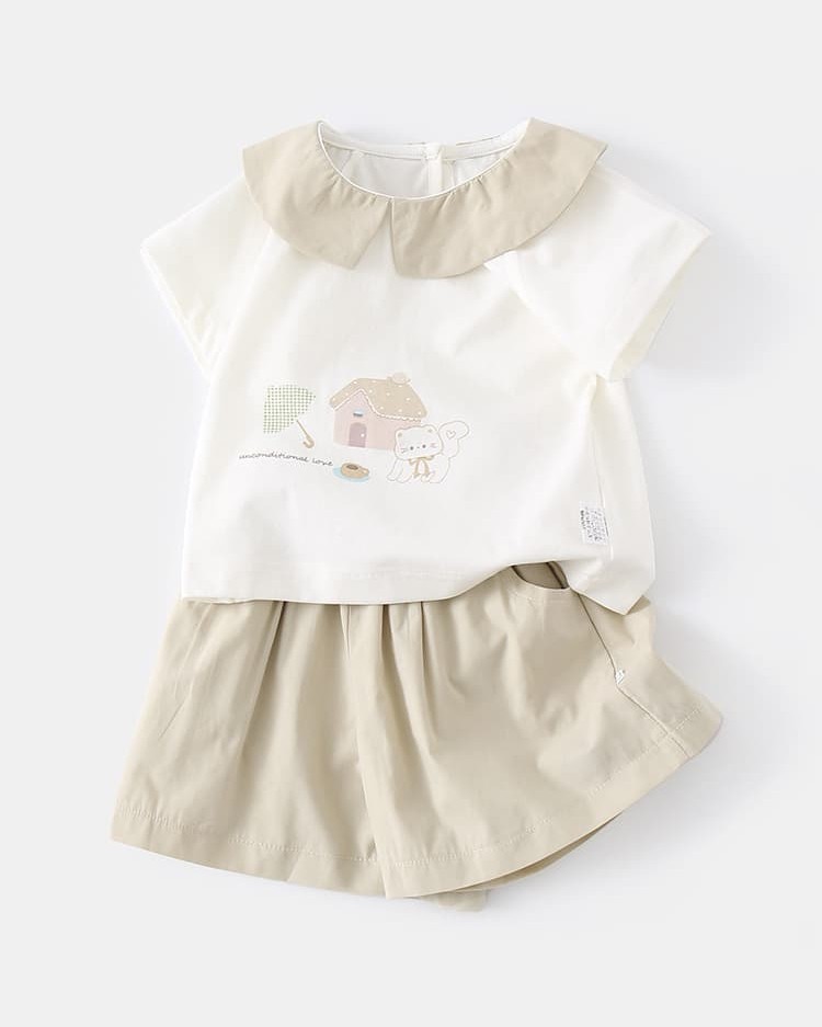 Baby Two-Piece Set with Short Sleeve Top and Shorts