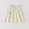 Cream-colored flutter sleeve top and matching set for girls