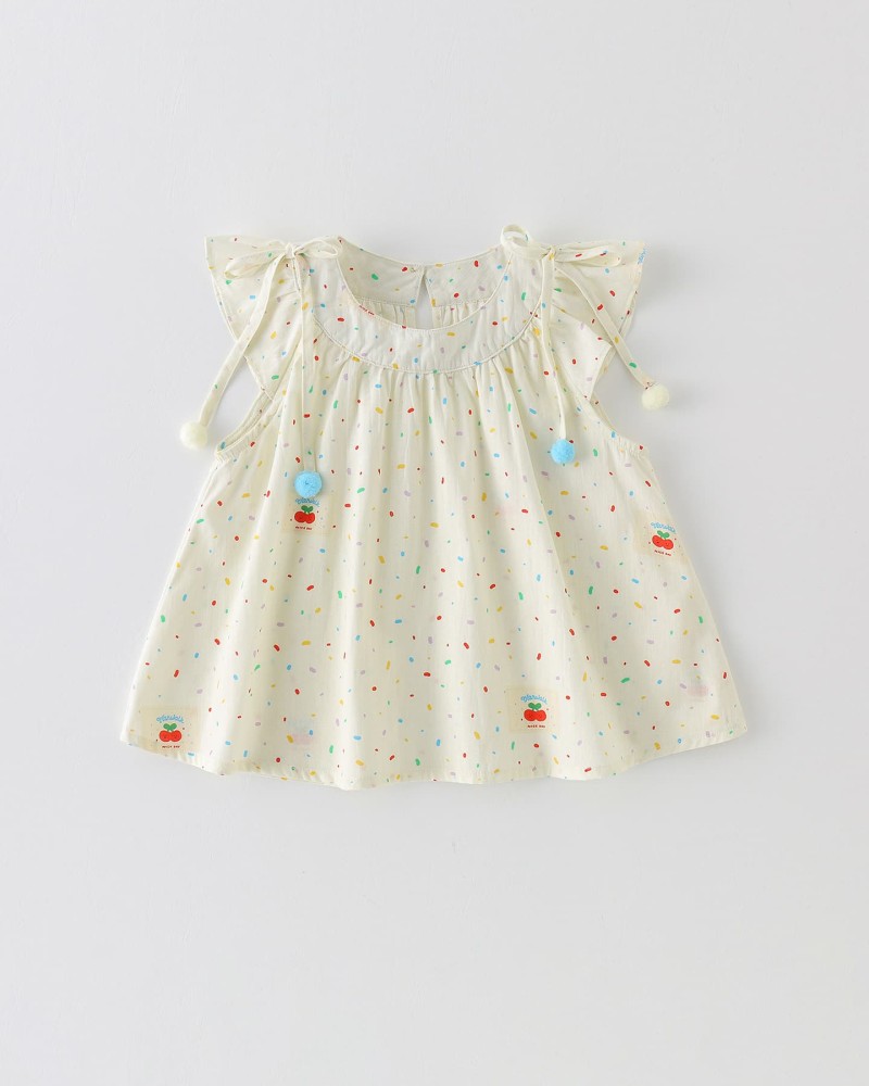 Cream-colored flutter sleeve top and matching set for girls