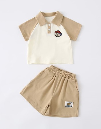 Baby Turn-Down Sleeve Short-Sleeve Shorts Two-Piece Set