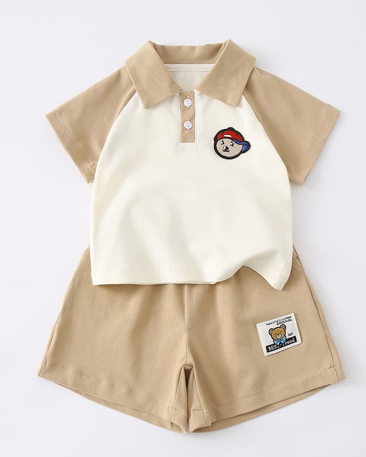 Baby Turn-Down Sleeve Short-Sleeve Shorts Two-Piece Set