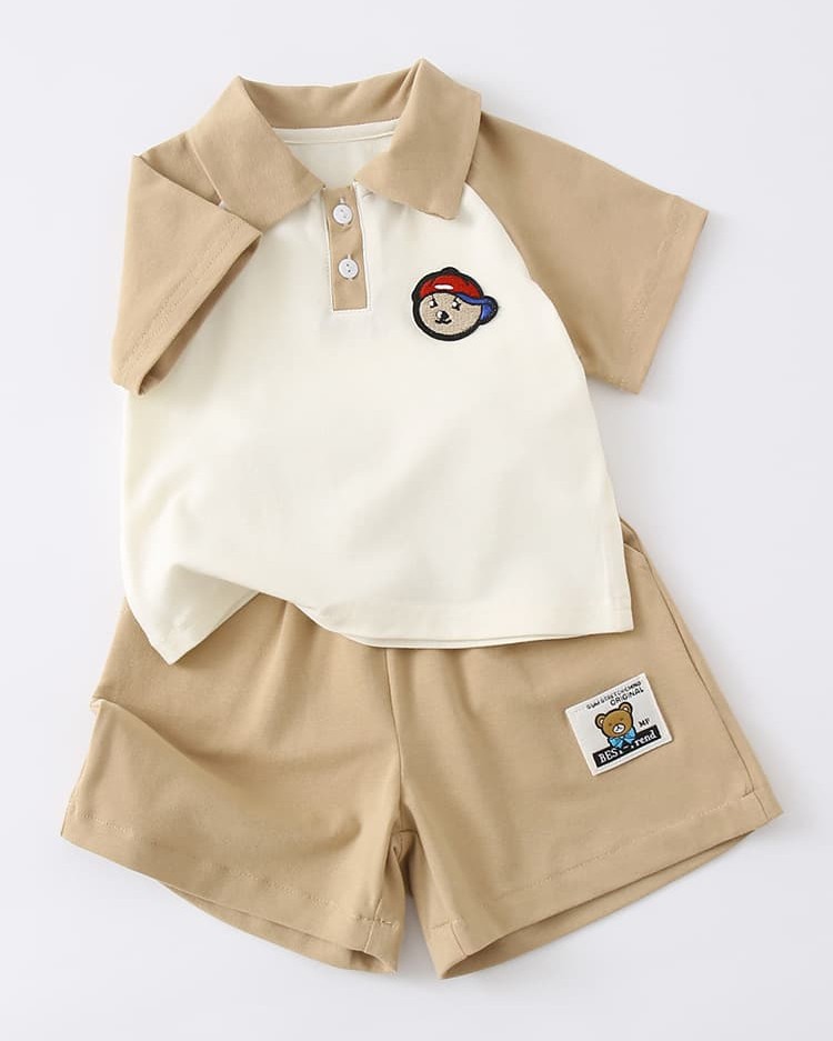 Baby Turn-Down Sleeve Short-Sleeve Shorts Two-Piece Set