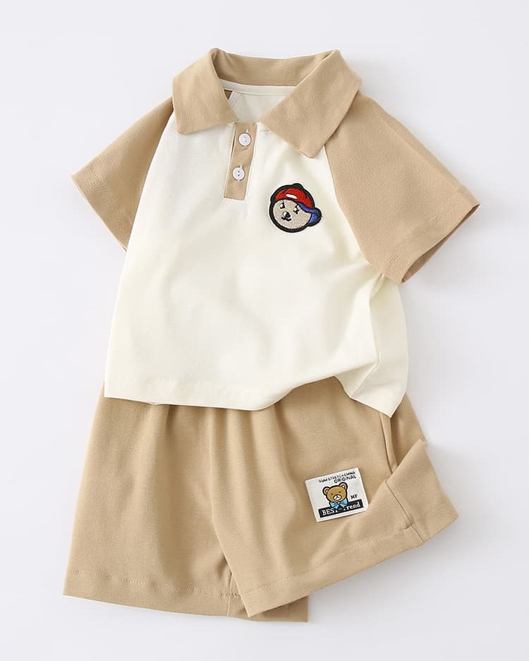 Baby Turn-Down Sleeve Short-Sleeve Shorts Two-Piece Set
