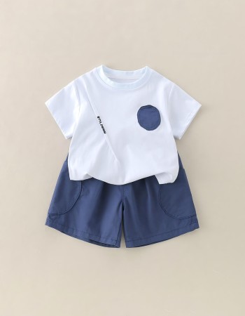Children's Short Sleeve and Shorts Set, Casual Outing Two-Piece Ensemble