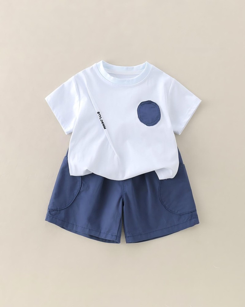 Children's Short Sleeve and Shorts Set, Casual Outing Two-Piece Ensemble