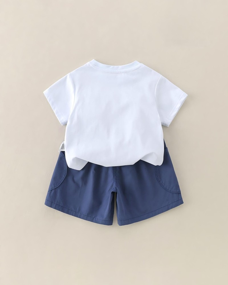 Children's Short Sleeve and Shorts Set, Casual Outing Two-Piece Ensemble