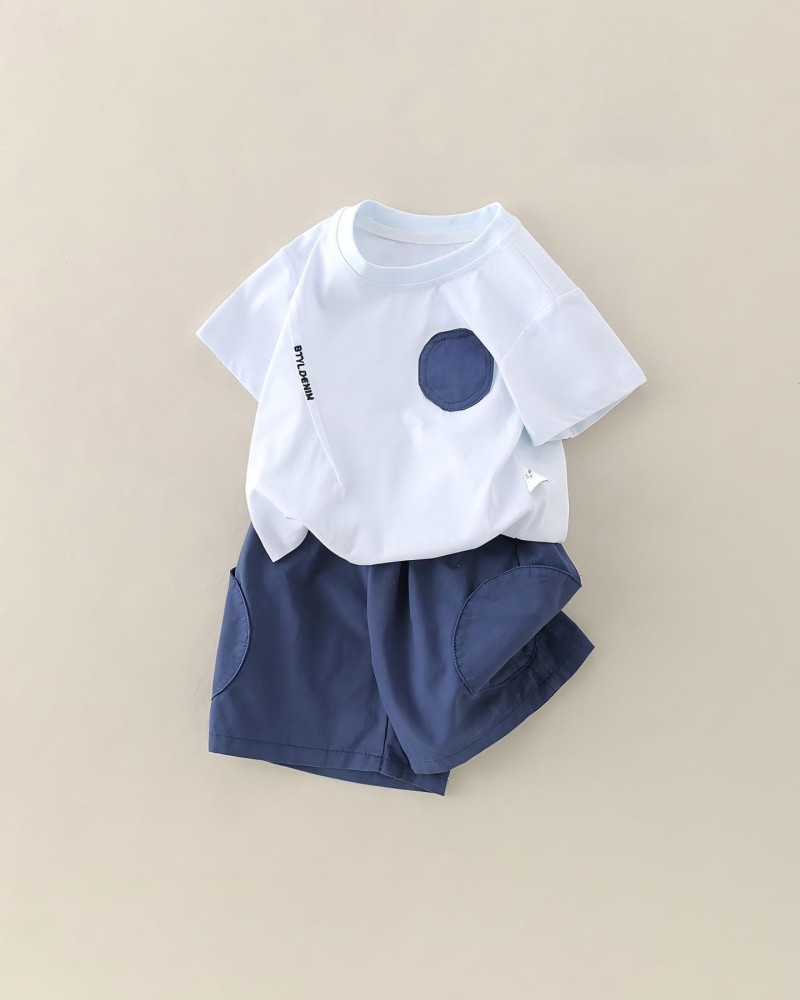 Children's Short Sleeve and Shorts Set, Casual Outing Two-Piece Ensemble