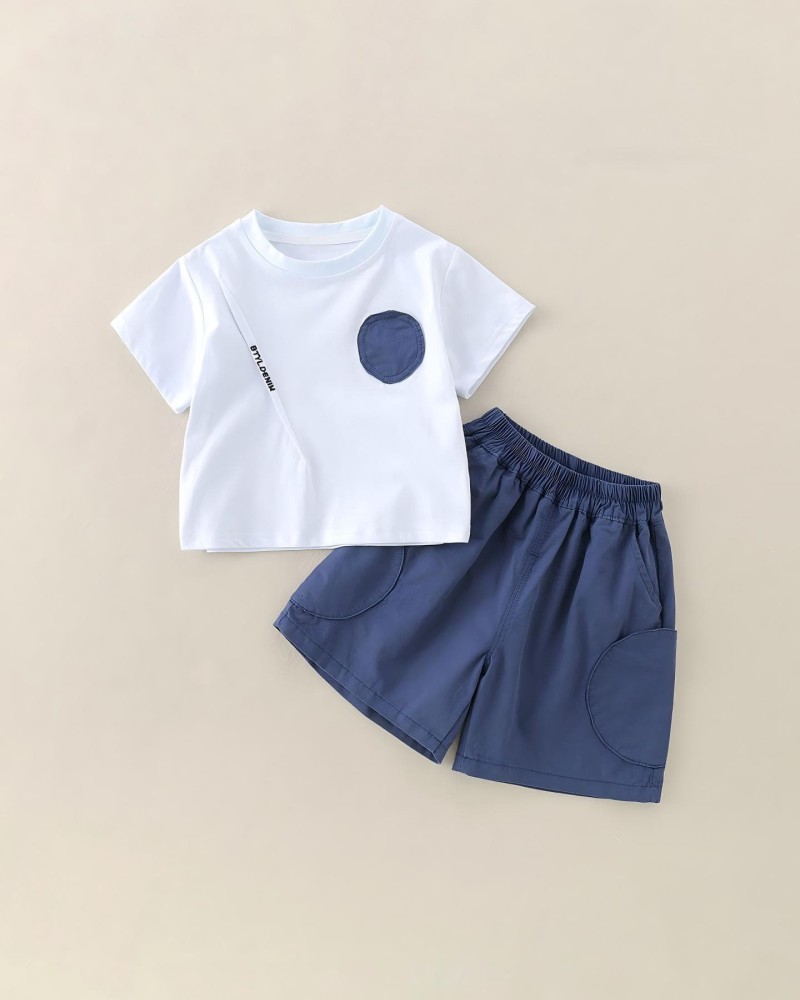 Children's Short Sleeve and Shorts Set, Casual Outing Two-Piece Ensemble