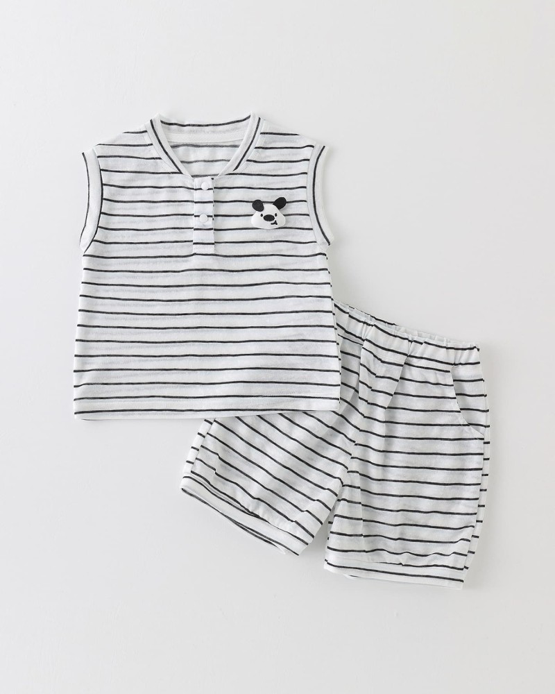 Striped vest and shorts set for toddlers, summer outdoor wear, two-piece separates