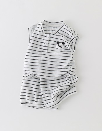 Striped vest and shorts set for toddlers, summer outdoor wear, two-piece separates