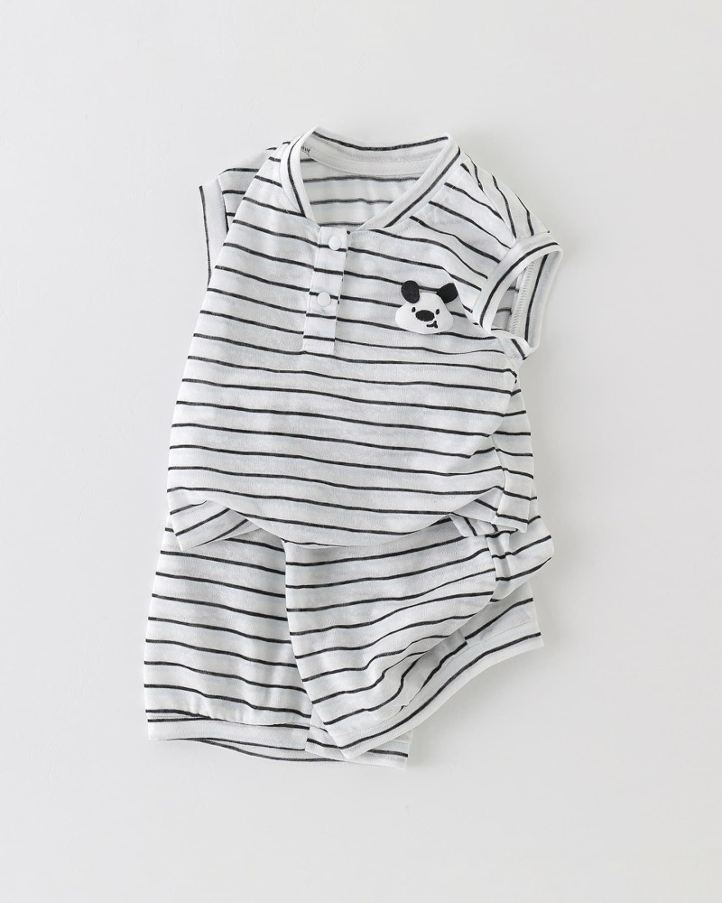 Striped vest and shorts set for toddlers, summer outdoor wear, two-piece separates