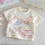 Cartoon print two-piece style short-sleeve T-shirt