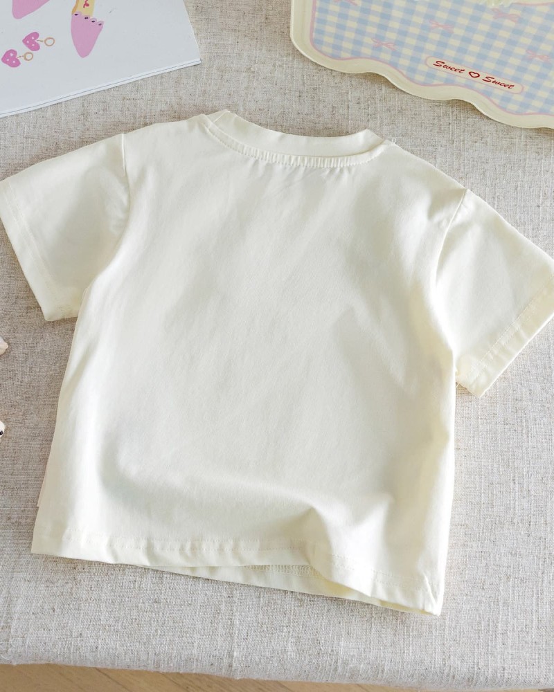 Cartoon print two-piece style short-sleeve T-shirt