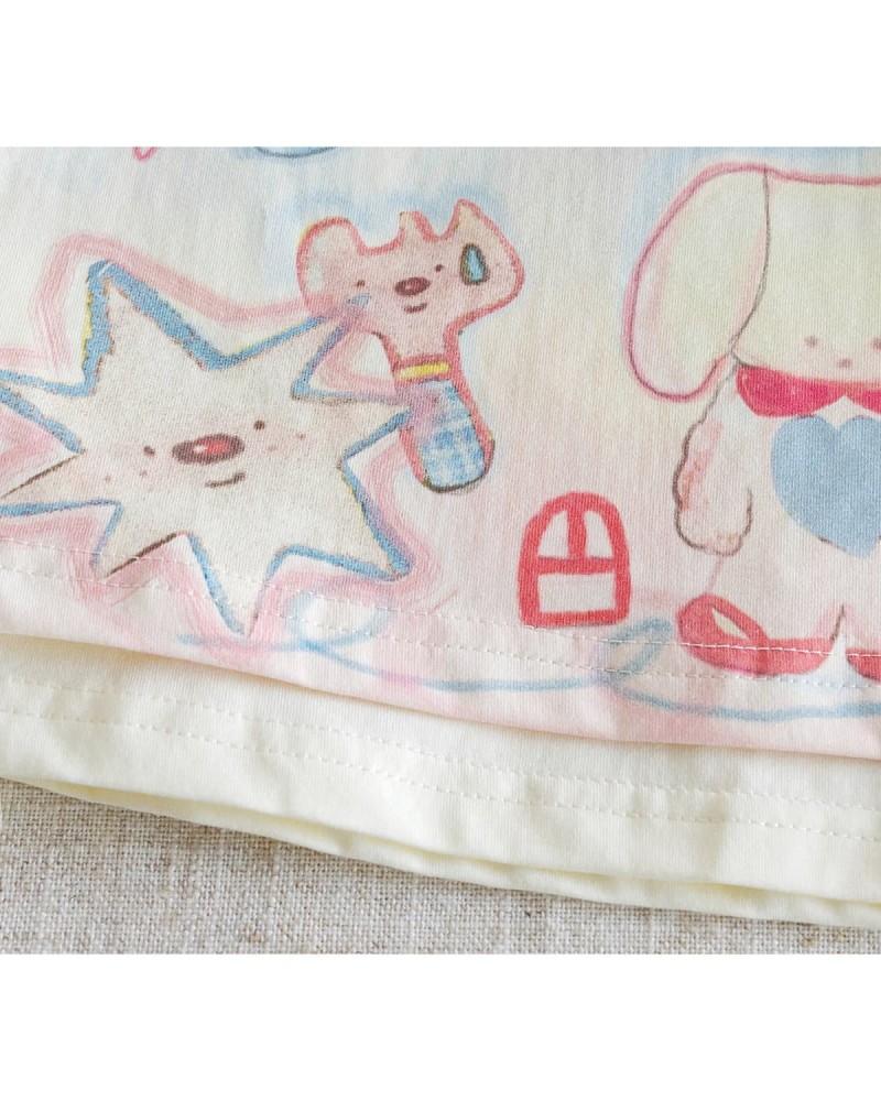 Cartoon print two-piece style short-sleeve T-shirt