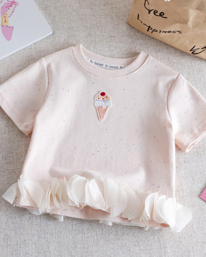 Round-neck short-sleeve top